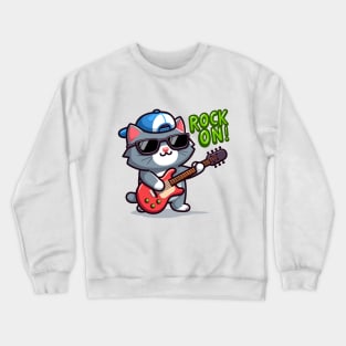 Rock On: The Guitarist Cat Crewneck Sweatshirt